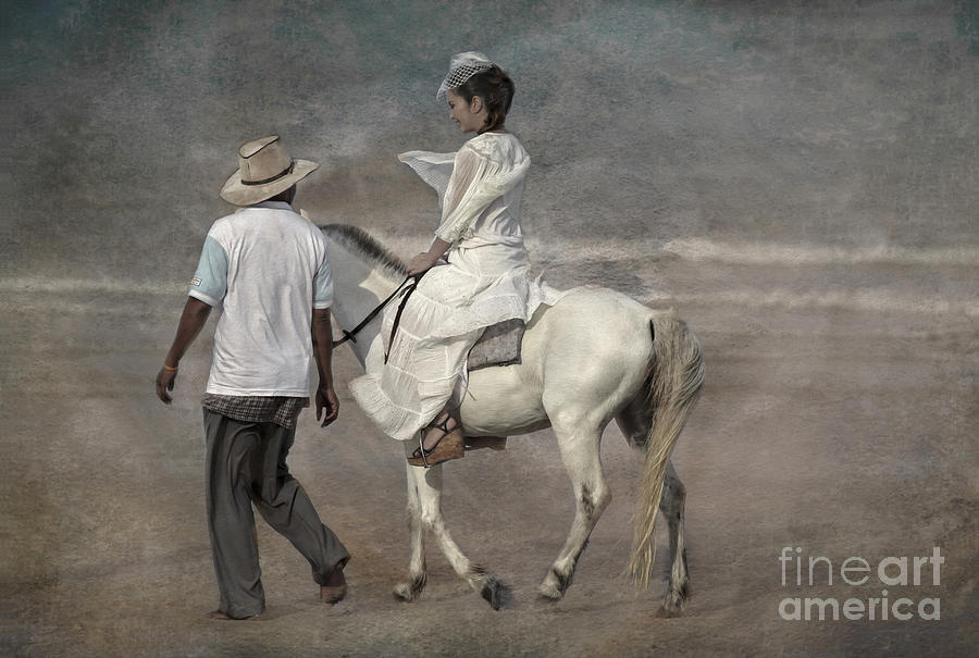 900x605 Ride A White Horse Photograph By Ray Evans - Woman On Horse Painting