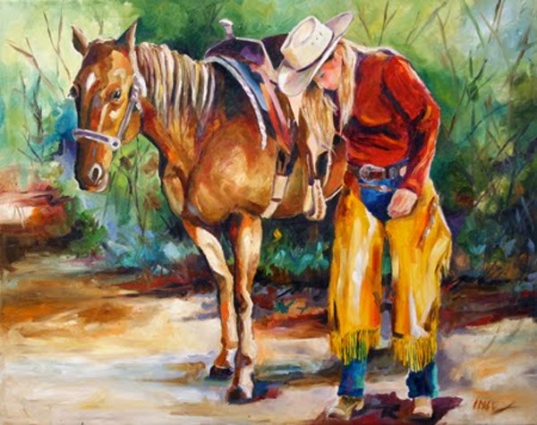 600x475 A Girl's Best Friend' Woman And Horse Painting By Texas Artist - Woman On Horse Painting