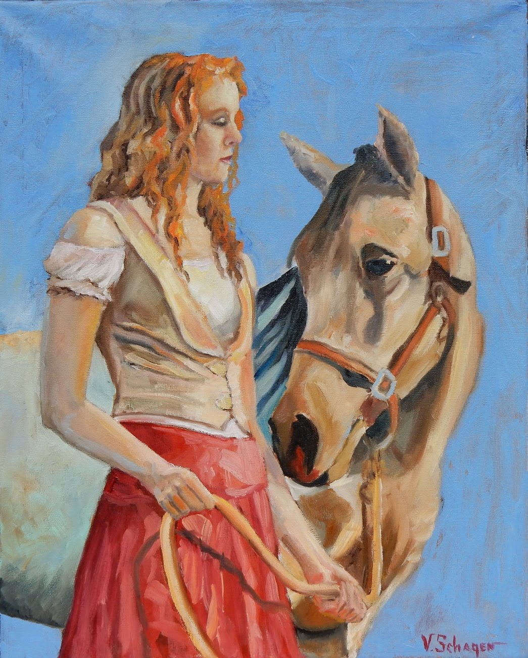 1045x1303 Speed Oil Painting. Friends (Woman And Horse) - Woman On Horse Painting