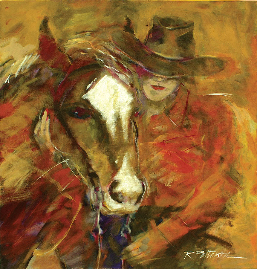 860x900 A Woman And Her Horse Painting By Ron Patterson - Woman On Horse Painting