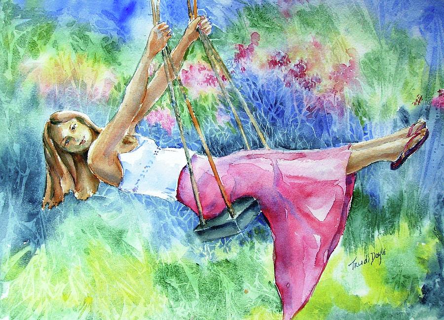 900x649 Trudi Doyle - Woman On Swing Painting