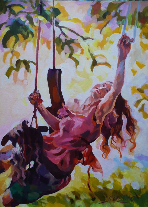 620x869 Woman On A Swing (Looks 9). - Woman On Swing Painting