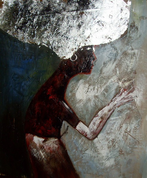 495x600 Hand Painted Abstract Oil Painting Of Woman Chinese Calligraphy - Woman Painting Abstract