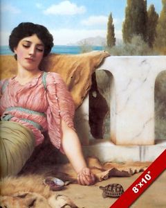 240x300 Beautiful Young Roman Woman Girl Feeding Pet Turtle Painting Art - Woman Painting On Canvas