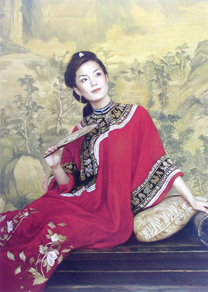 428x600 Beautiful Chinese Woman Oil Painting On Canvas Chinese - Woman Painting On Canvas