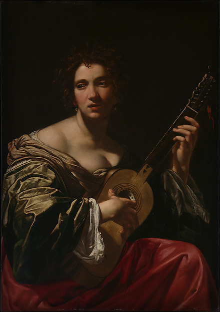 440x625 Simon Vouet Woman Playing A Guitar The Met - Woman Playing Guitar Painting