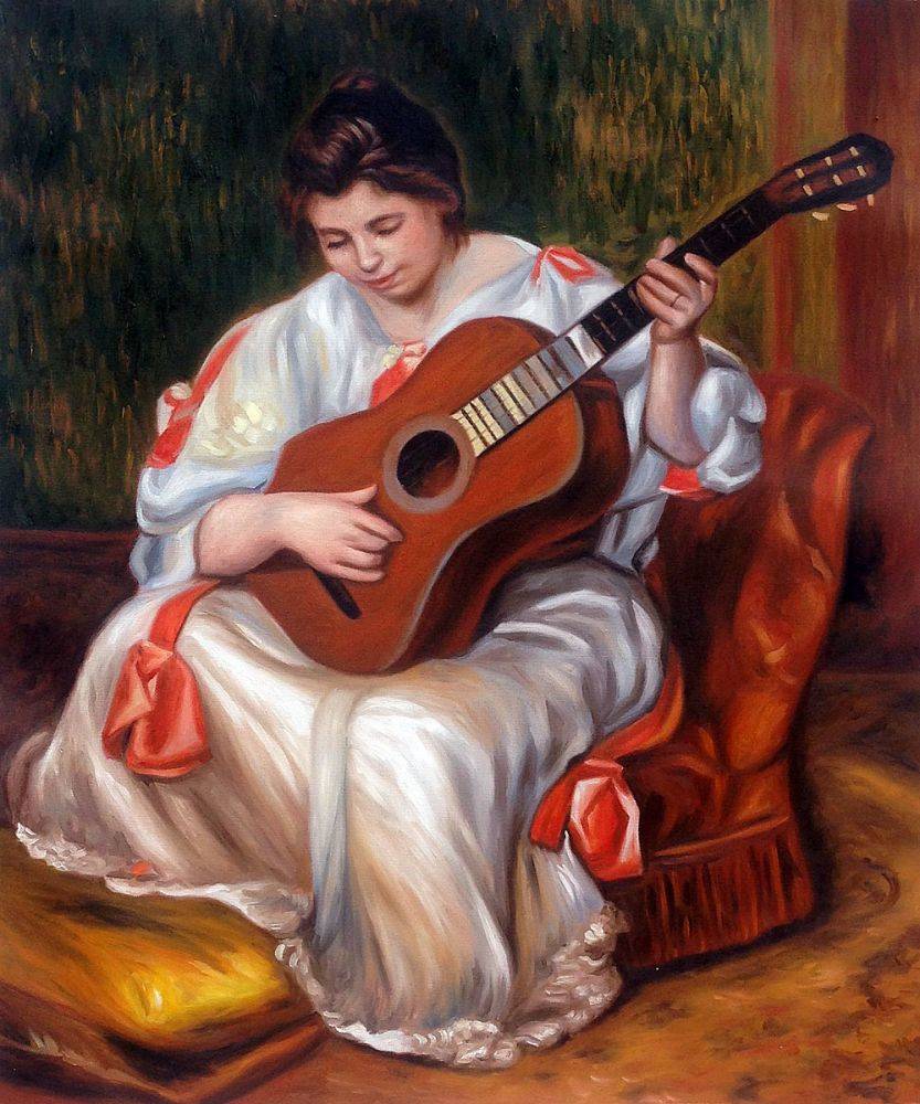 833x1000 Wall Art Renoir - Woman Playing Guitar Painting