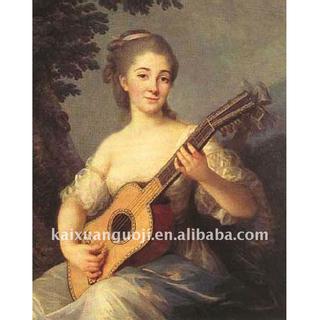 320x320 Beautiful Woman Playing Guitar Happily Canvas Paintings China - Woman Playing Guitar Painting