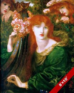 240x300 Beautiful Young Redhead Woman Playing The Harp Painting Art Real - Woman Playing Harp Painting