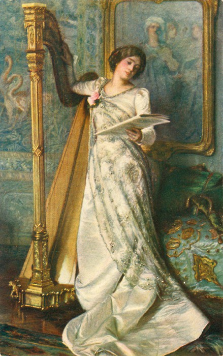439x700 Female Harpists History And Other Thoughts - Woman Playing Harp Painting
