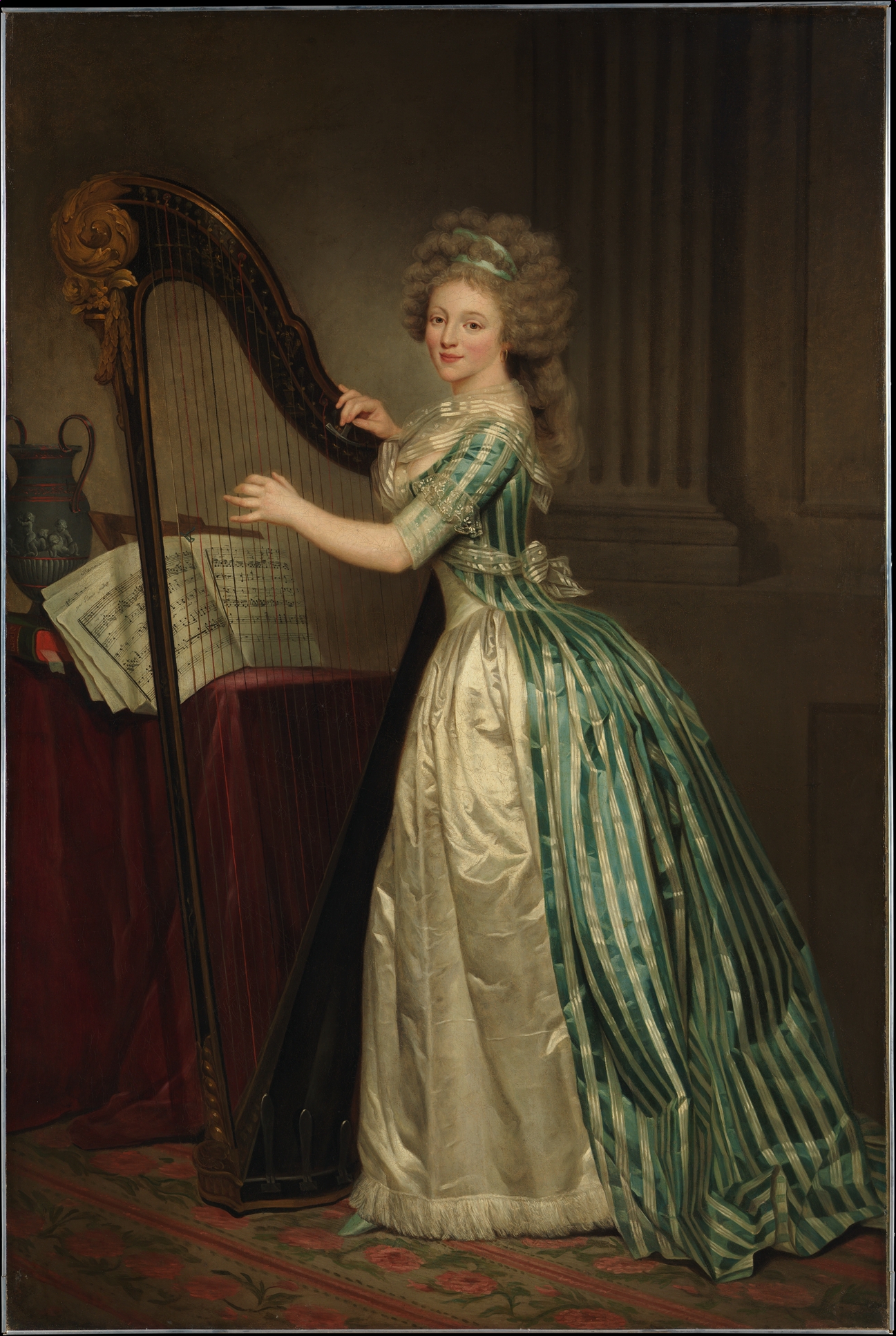 1297x1934 Rose Ducreux Self Portrait With A Harp The Met - Woman Playing Harp Painting