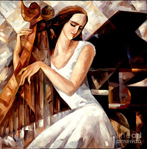 296x300 Woman Playing Harp Paintings Fine Art America - Woman Playing Harp Painting