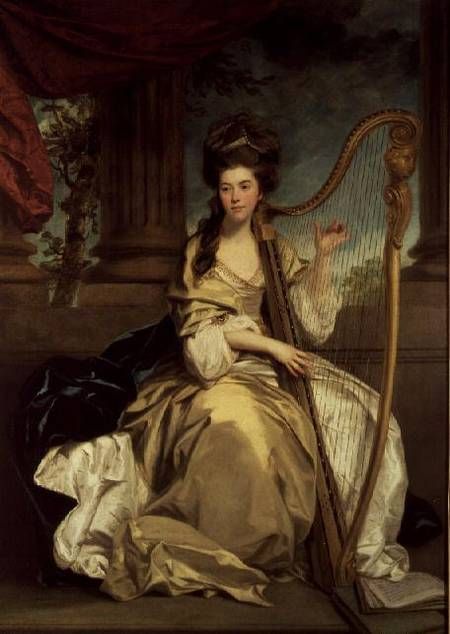 450x634 Women And Music In Painting 16 18th C, Sir Joshua Reynolds - Woman Playing Harp Painting
