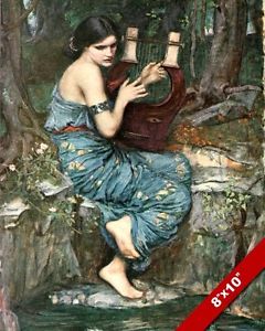 240x300 Young Woman Playing Harp Music Garden Oil Painting Art Real Canvas - Woman Playing Harp Painting