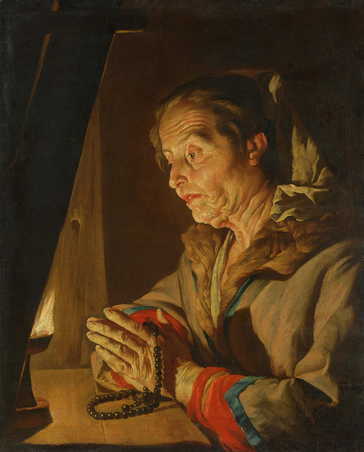 725x900 Old Woman Praying Painting By Matthias Stom - Woman Praying Painting