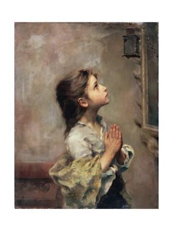 338x450 Praying Girl, Italian Painting Of 19th Century Giclee Print By - Woman Praying Painting