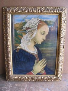 225x300 Vintage Framed Painting Medieval Woman Praying Ebay - Woman Praying Painting