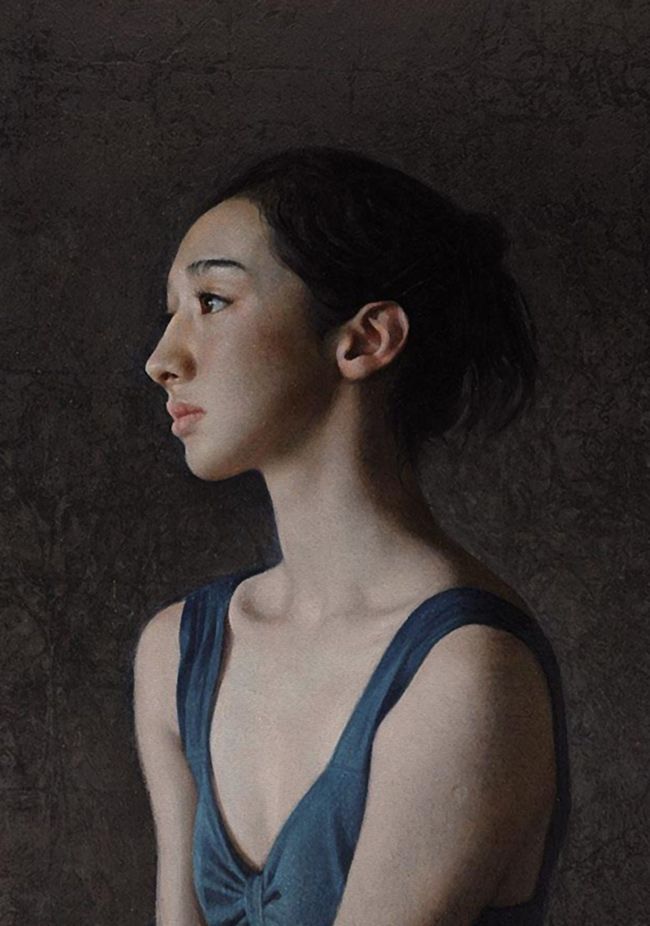 650x926 Li Xiaogang {Contemporary Figurative Art Female - Woman Profile Painting
