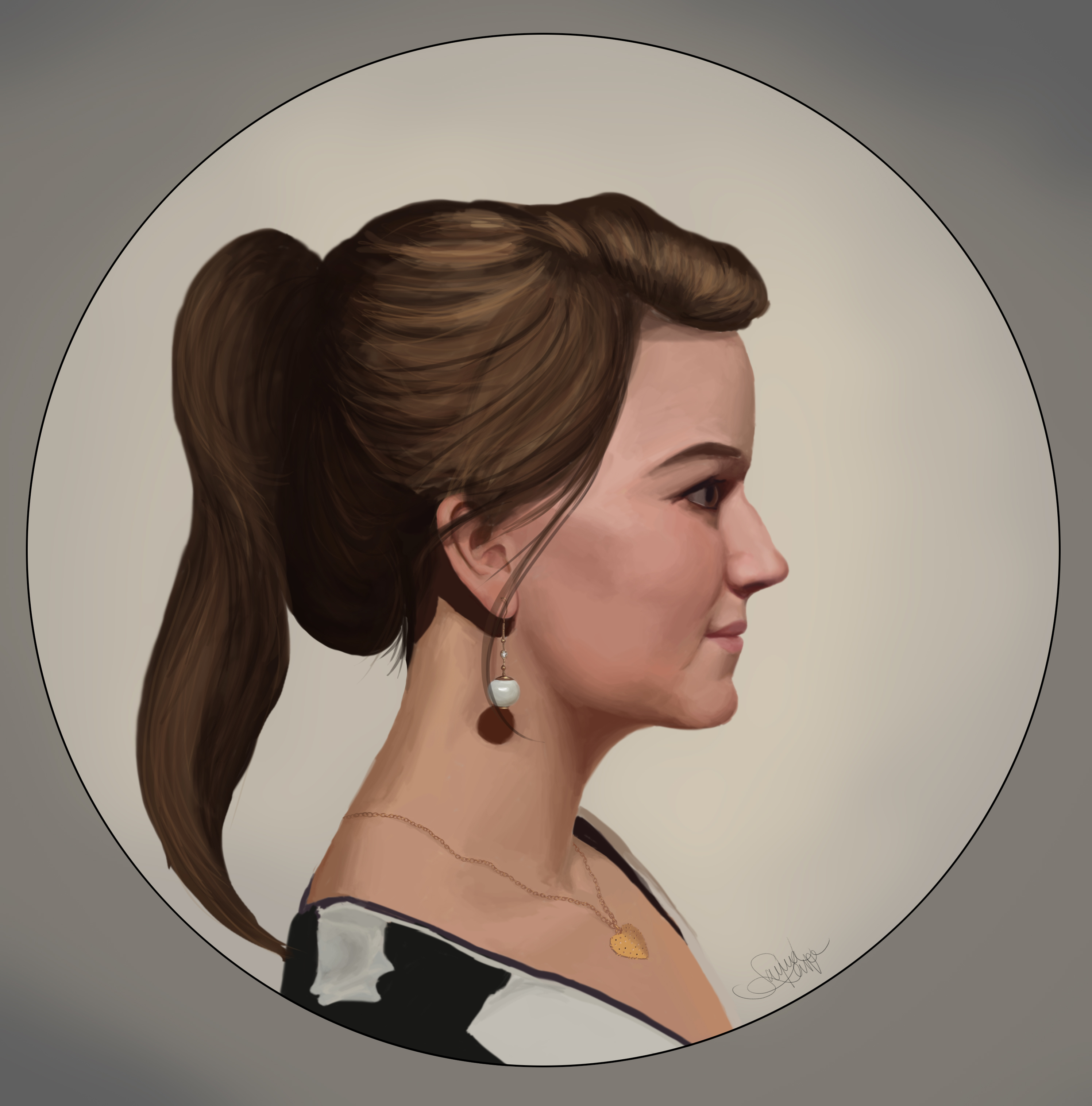 2993x3032 New Profile Painting Prime Art Style - Woman Profile Painting