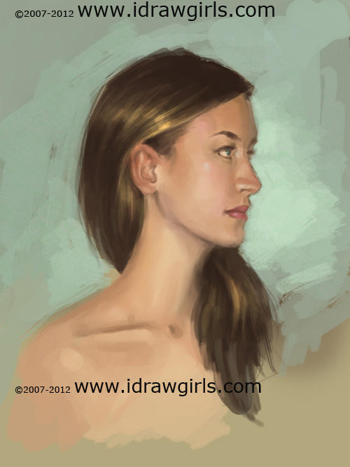 500x667 Painting A Woman Face Side View - Woman Profile Painting