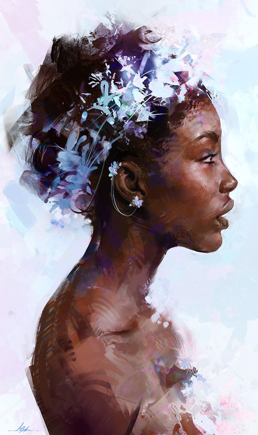 878x1478 Portrait - Woman Profile Painting