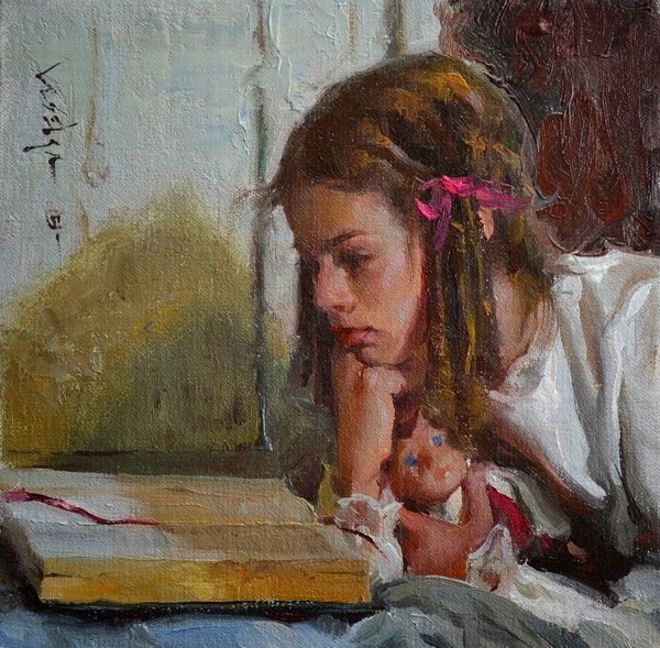 600x589 The 371 Best Art Books And Reading - Woman Reading A Book Painting