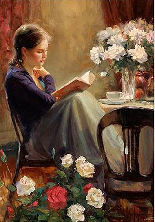 500x714 Vladimir Volegova @alexandra Dobiyanski (You - Woman Reading A Book Painting