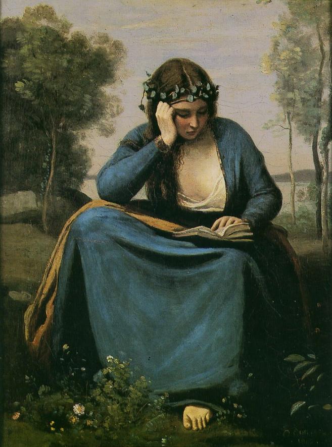 657x886 One Year One Painting A Day Jean Baptiste Camille Corot And Woman - Woman Reading A Book Painting