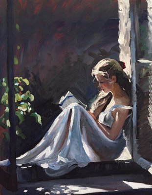 311x400 Quotes Kate Talks About Books - Woman Reading Bible Painting