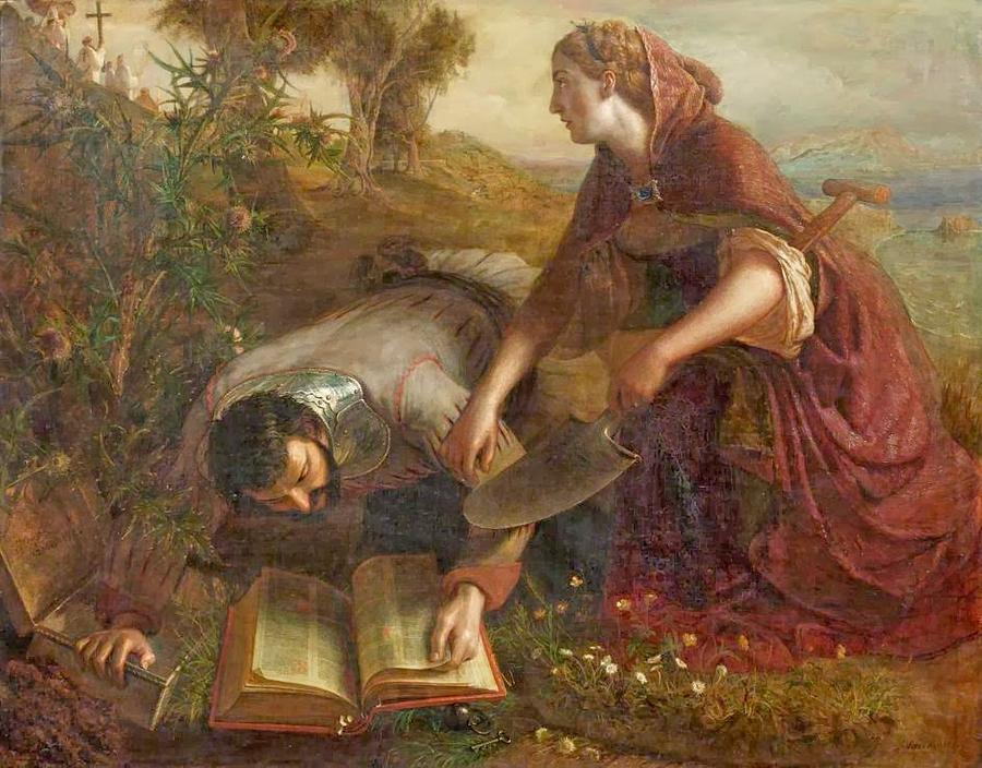 900x704 Burying The Bible Painting By Motionage Designs - Woman Reading Bible Painting