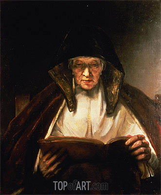 331x400 Old Woman Reading Rembrandt Painting Reproduction 9054 Topofart - Woman Reading Painting