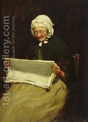 291x400 Old Woman Reading A Newspaper Paul Knight Reproduction 1st Art - Woman Reading Painting