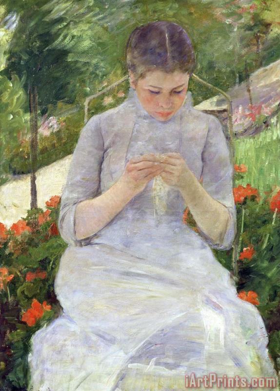 574x800 Mary Cassatt Young Woman Sewing In The Garden Painting - Woman Sewing Painting
