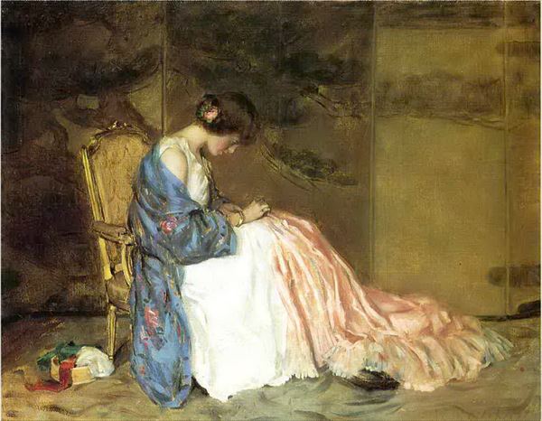600x466 The Eurasia Art Rakuten Global Market Woman Sewing Oil Painting - Woman Sewing Painting