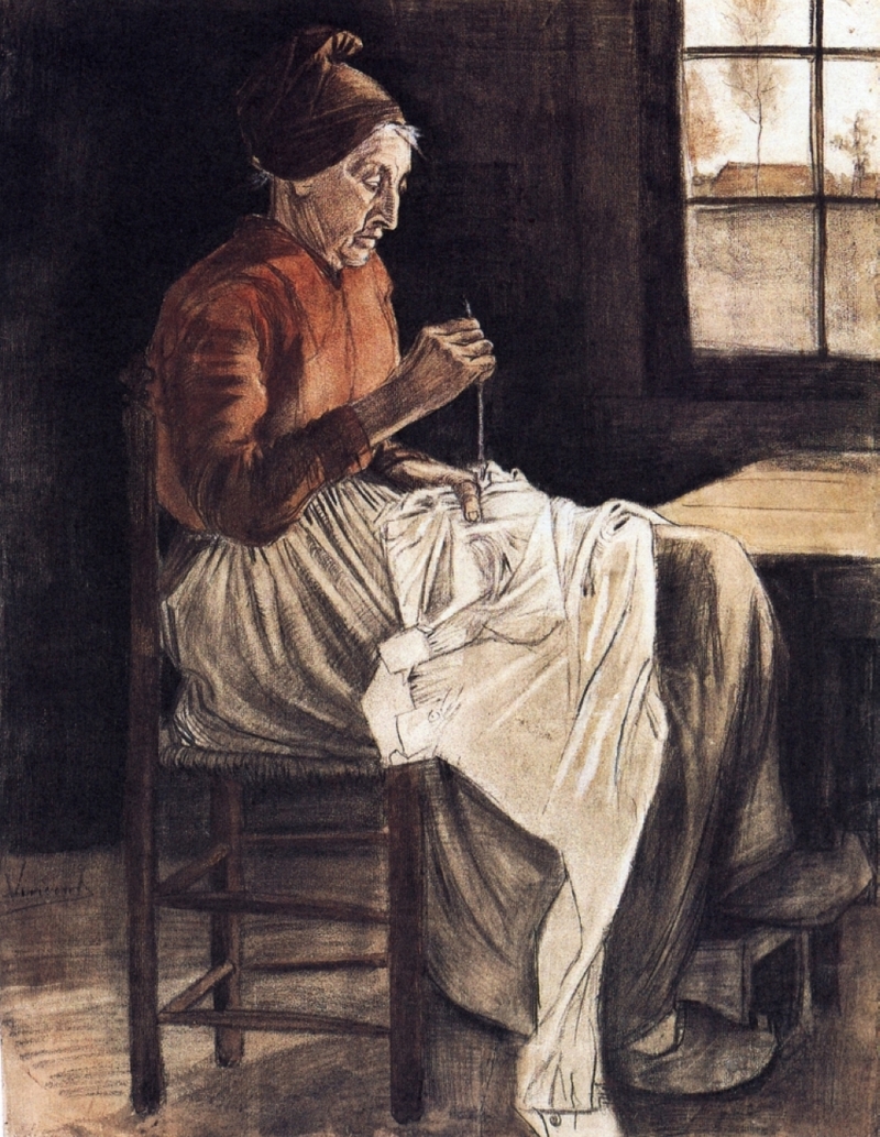 800x1033 Artwork By Vincent Van Gogh - Woman Sewing Painting