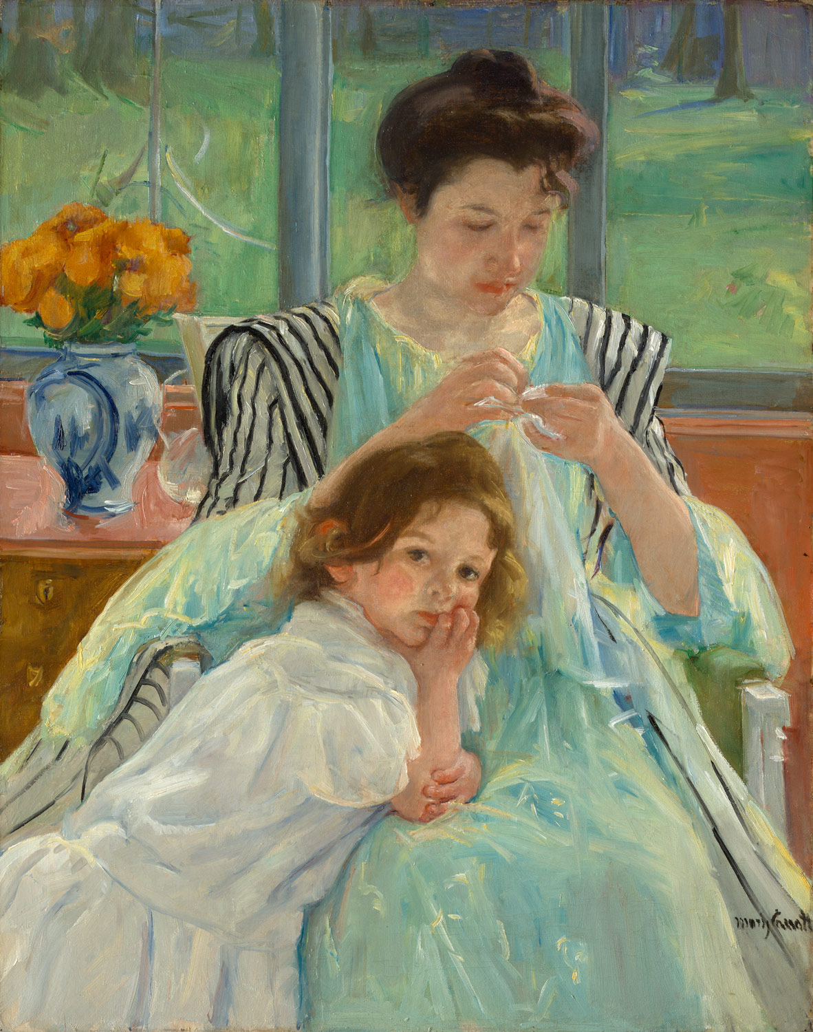 1182x1500 Young Mother Sewing Mary Cassatt 29.100.48 Work Of Art - Woman Sewing Painting