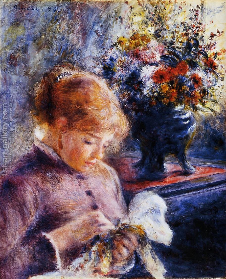 914x1130 Young Woman Sewing Pierre Auguste Renoir Reproduction 1st Art - Woman Sewing Painting