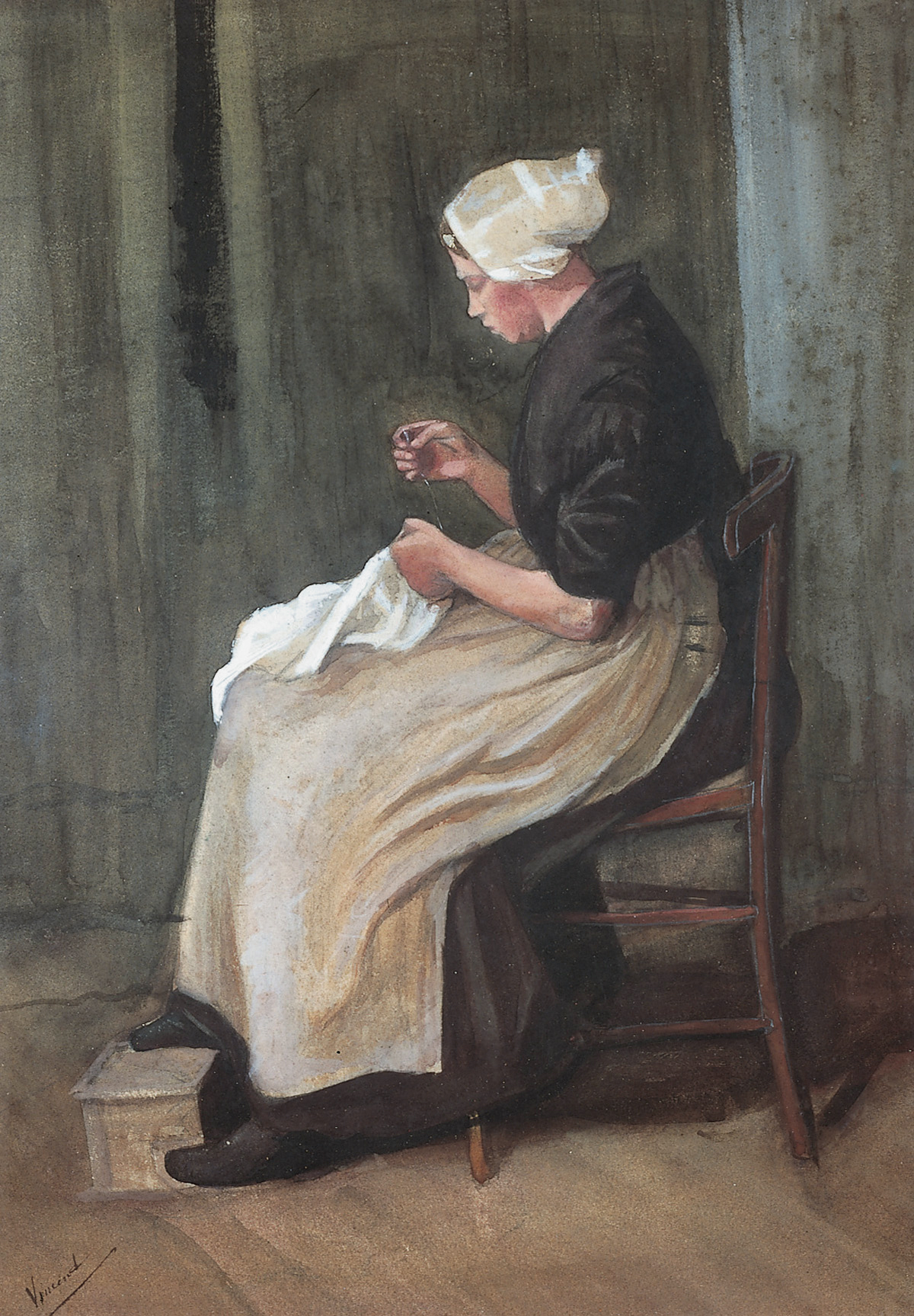 1200x1727 Filevan Gogh 1881 12, Etten - Woman Sewing Painting