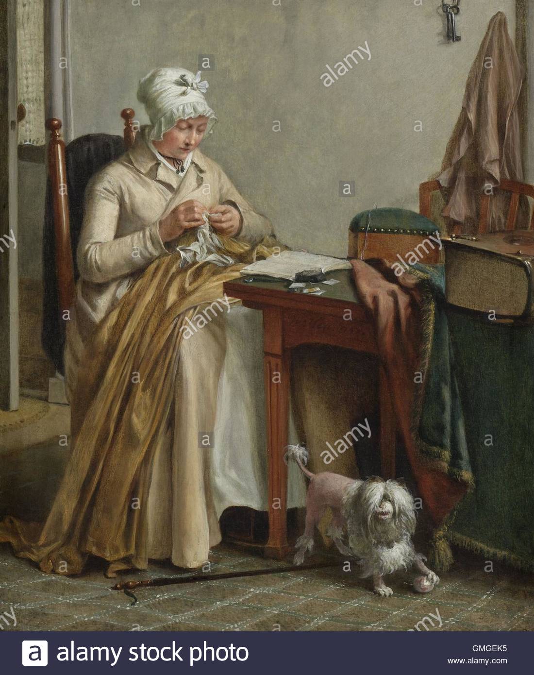 1100x1390 Interior With Woman Sewing, By Wybrand Hendriks, 1800 10, Dutch - Woman Sewing Painting