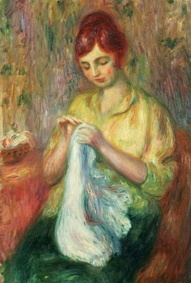 385x570 It's About Time Sewing Indoors - Woman Sewing Painting