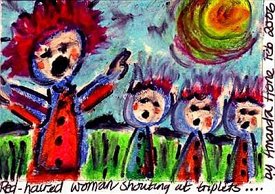 400x283 Red Haired Woman Shouting - Woman Shouting Painting