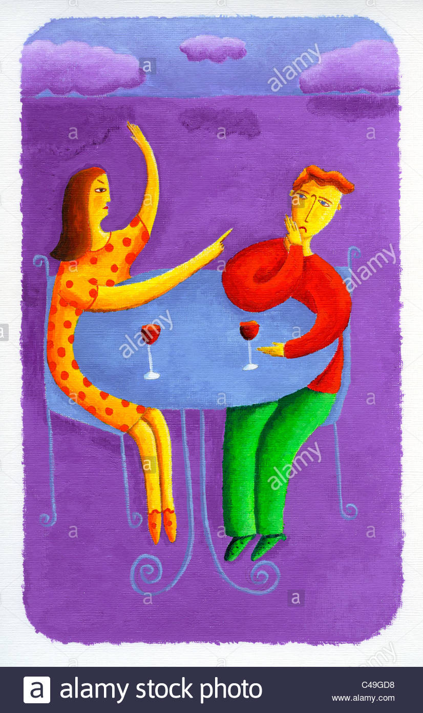 826x1390 Acrylic Painting Of A Couple Seated - Woman Shouting Painting