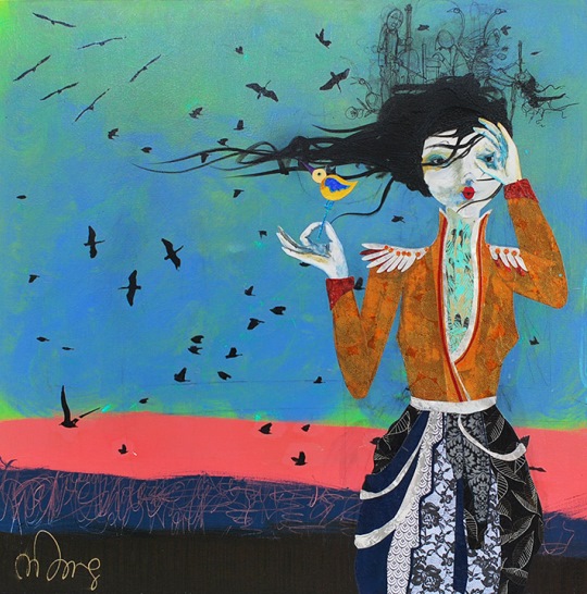 540x546 Denise Duong Mixed Media Paintings Are Naive Mutantspace - Woman Shouting Painting