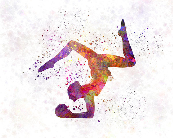 600x480 Rhythmoc Gymnastics Woman Silhouette Poster By Pablo Romero - Woman Silhouette Painting