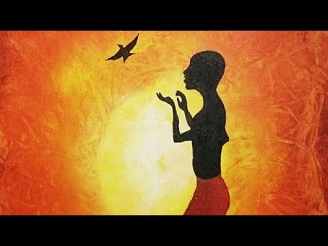 480x360 African Woman And Bird - Woman Silhouette Painting