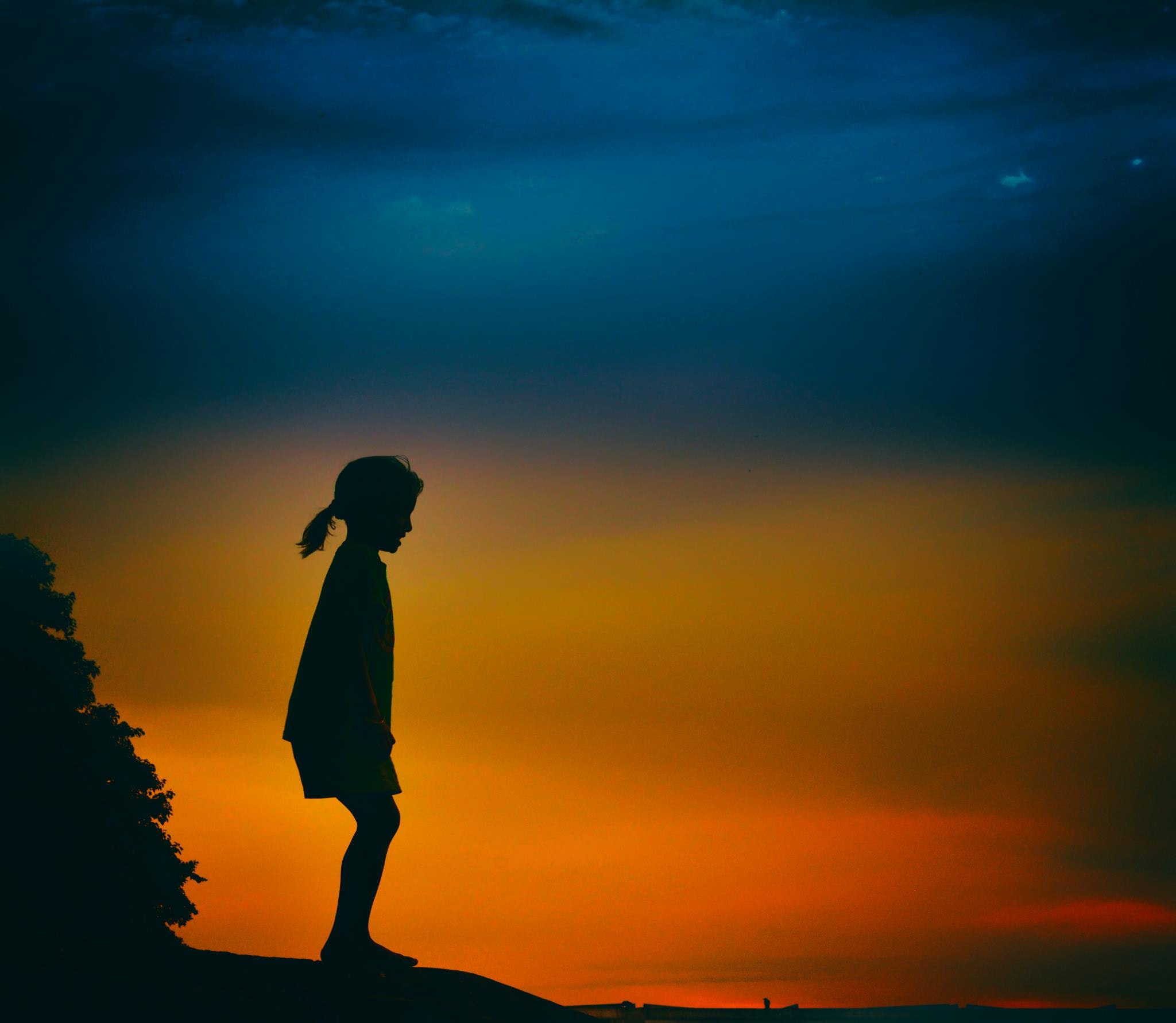 2048x1782 Free Photo Silhouette Of Girl During Night Time Painting - Woman Silhouette Painting