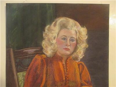 400x300 Large Chalk Pastel Painting Of A Mature Woman Sitting On A Chair - Woman Sitting In Chair Painting