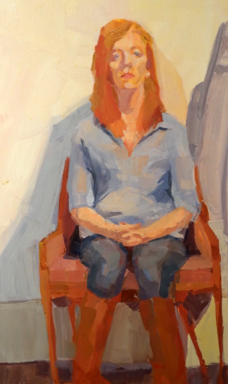 456x768 Self Portrait On The Road With Jim And Mary - Woman Sitting In Chair Painting