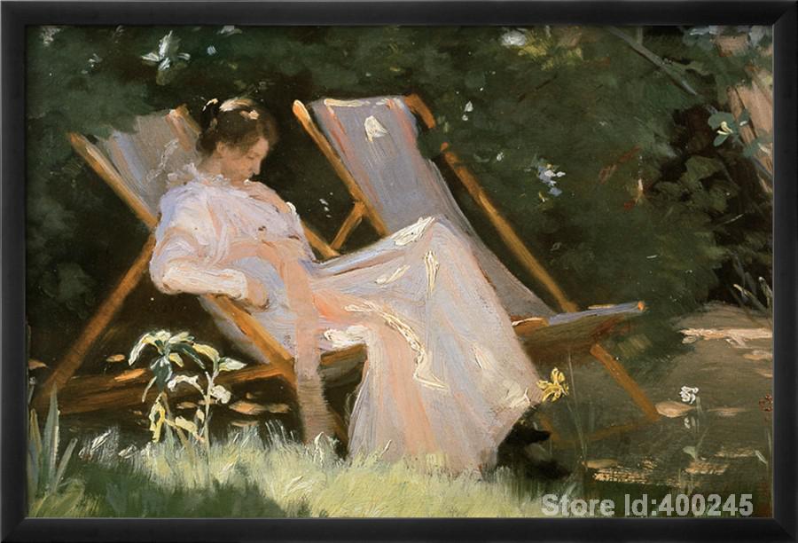 900x612 Wall Art Woman Sitting In A Garden Chair - Woman Sitting In Chair Painting