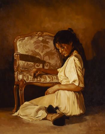 351x450 Mark Spain - Woman Sitting On Chair Painting